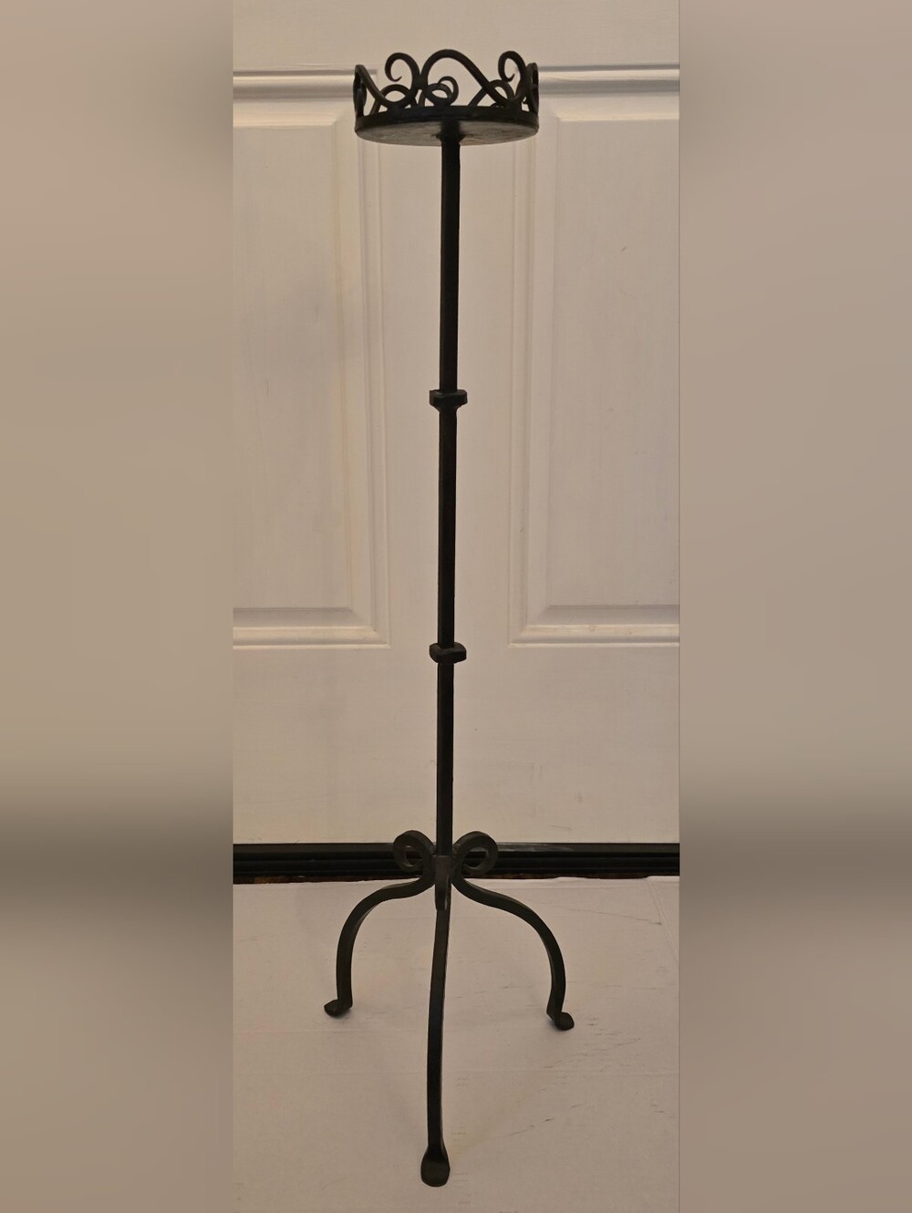 Candle Holder Pedestal Floor Pillar Vintage Metal 30 Inches Tall Cup Holder